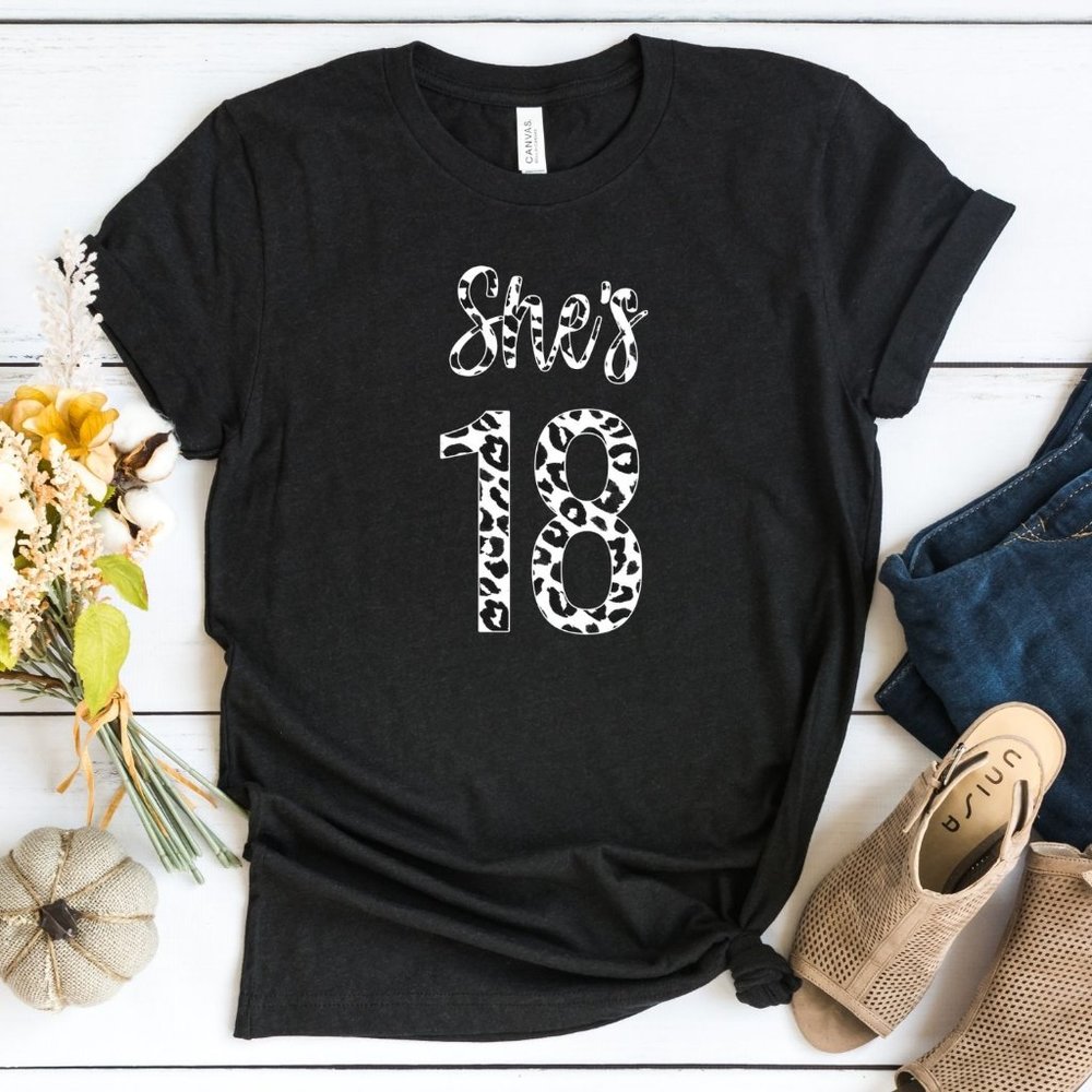 Womens Cheetah Print 18th Birthday Tshirt